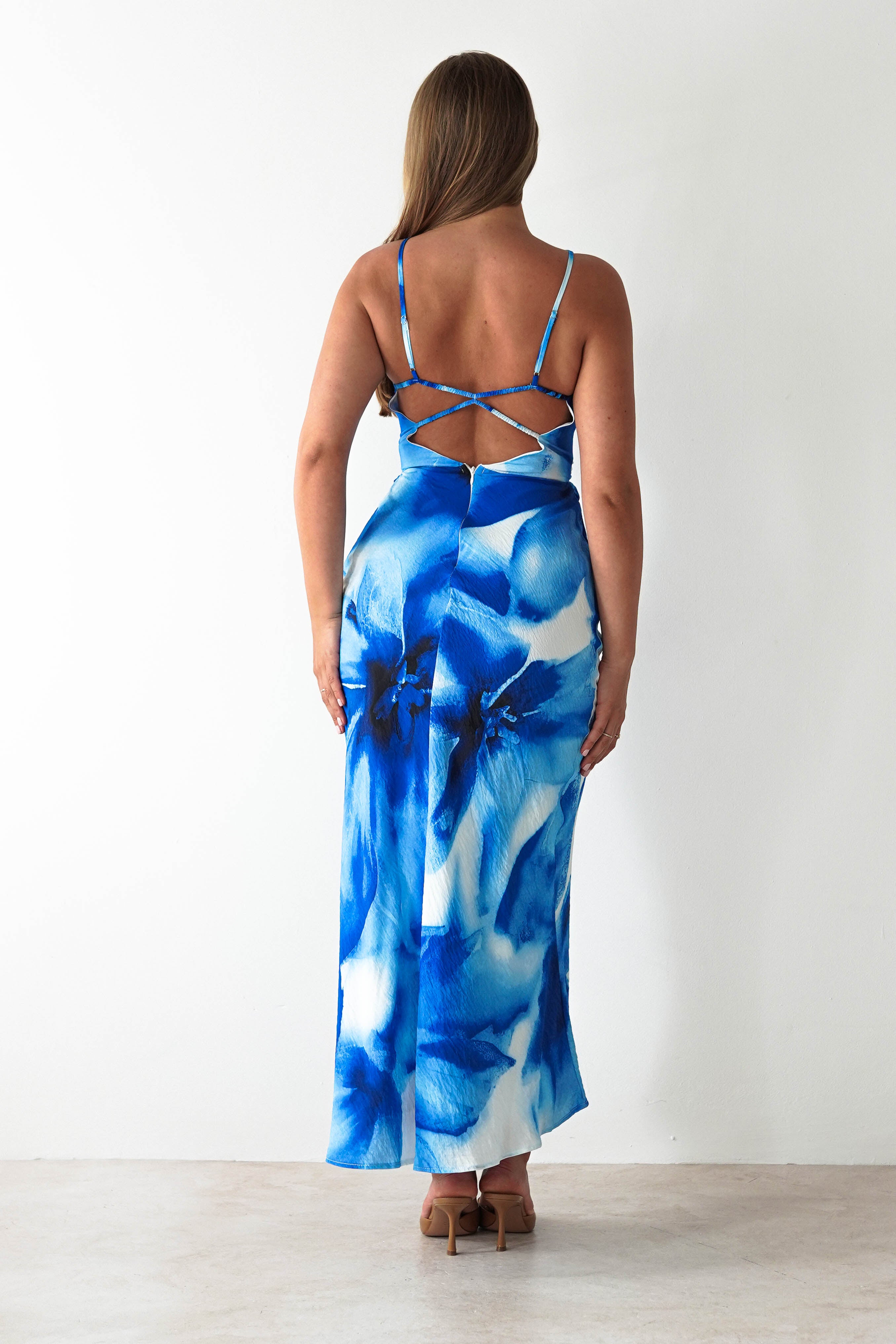 Ellarose Square Neck Maxi Dress Blue Print | Wedding Guest Dress | Square Neck | Maxi | Oh Hello Clothing