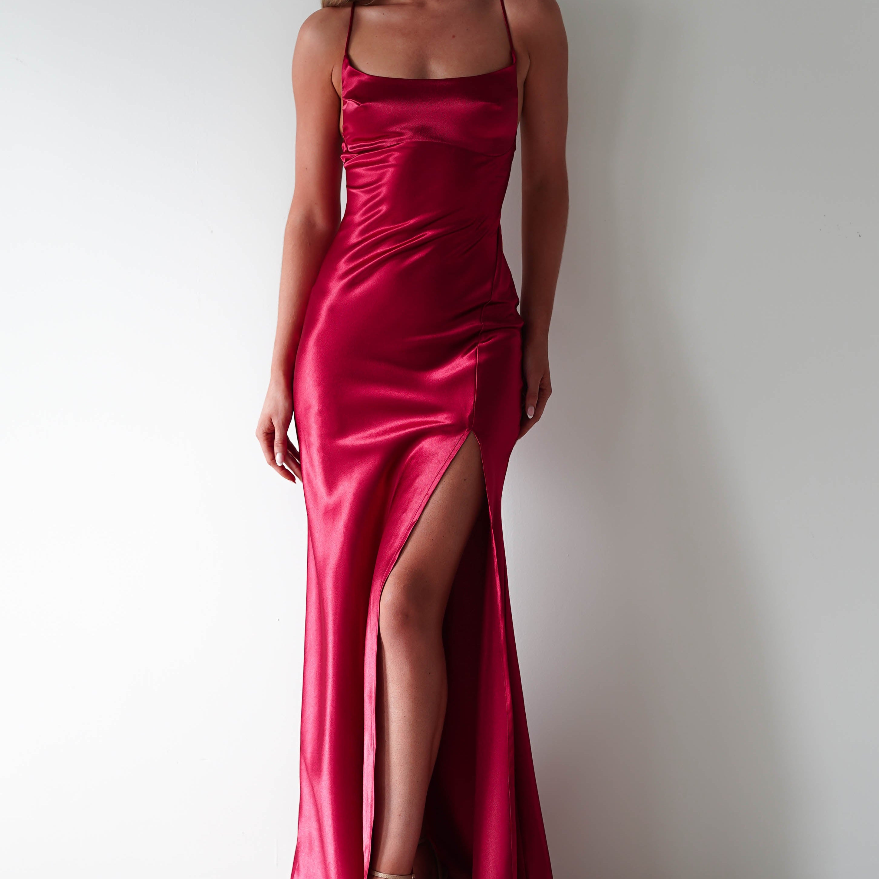 Celinee Satin Maxi Gown | Red | Debs & Prom | Formal Gown | Oh Hello Clothing