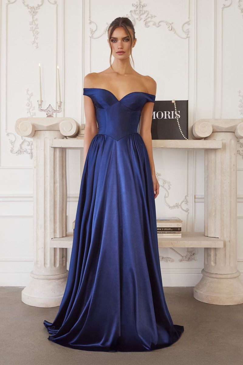 Oh Hello Clothing Dresses 1*DONE - CINDERALLA- T821-V-Neck Navy Maxi Dress with Shoulder Straps