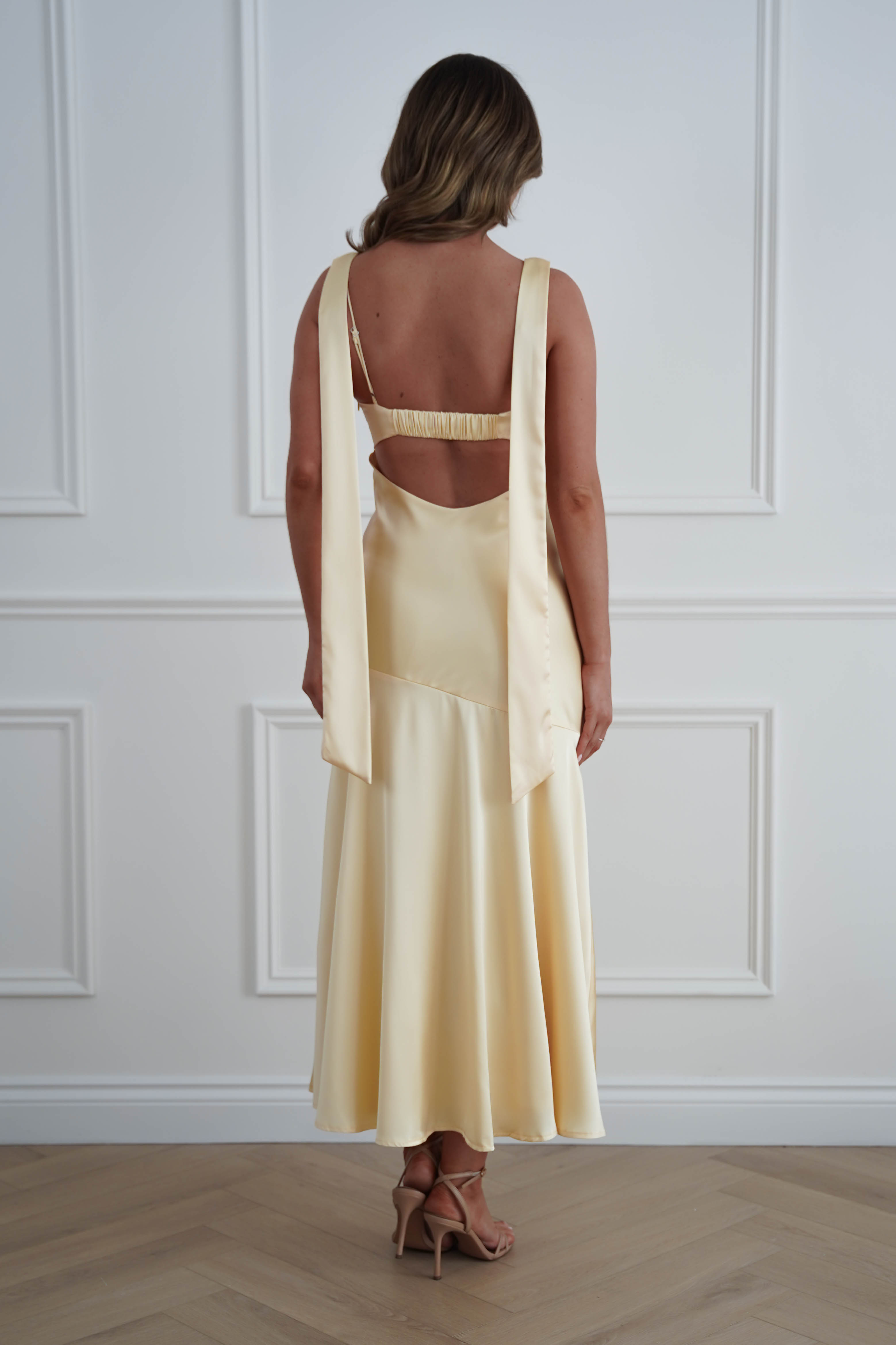 Oh Hello Clothing Women > Clothing > Dresses 1*DONE*SASHA- 64850j02- Butter Yellow Tie-Back Midi Dress