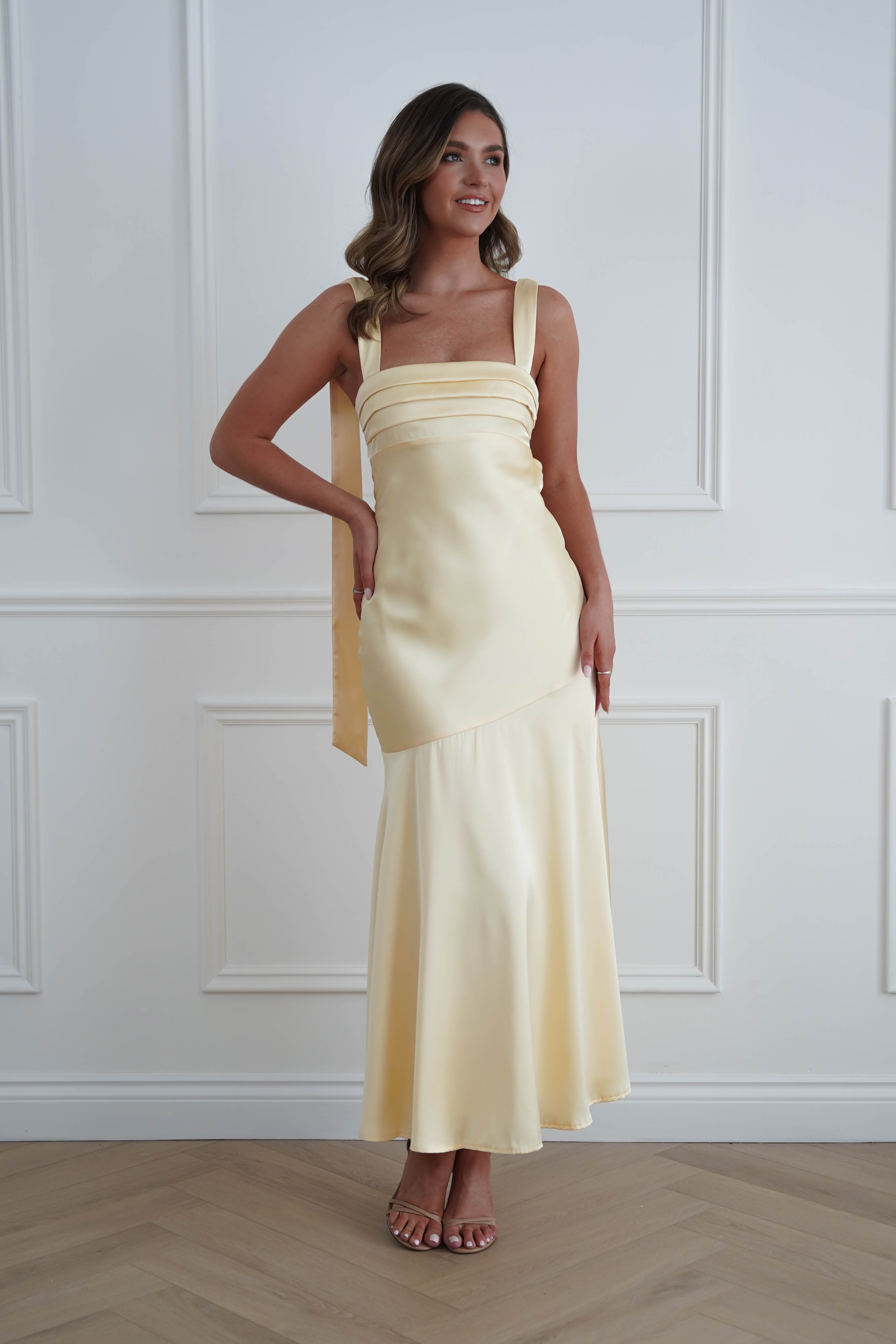 Oh Hello Clothing Women > Clothing > Dresses 1*DONE*SASHA- 64850j02- Butter Yellow Tie-Back Midi Dress