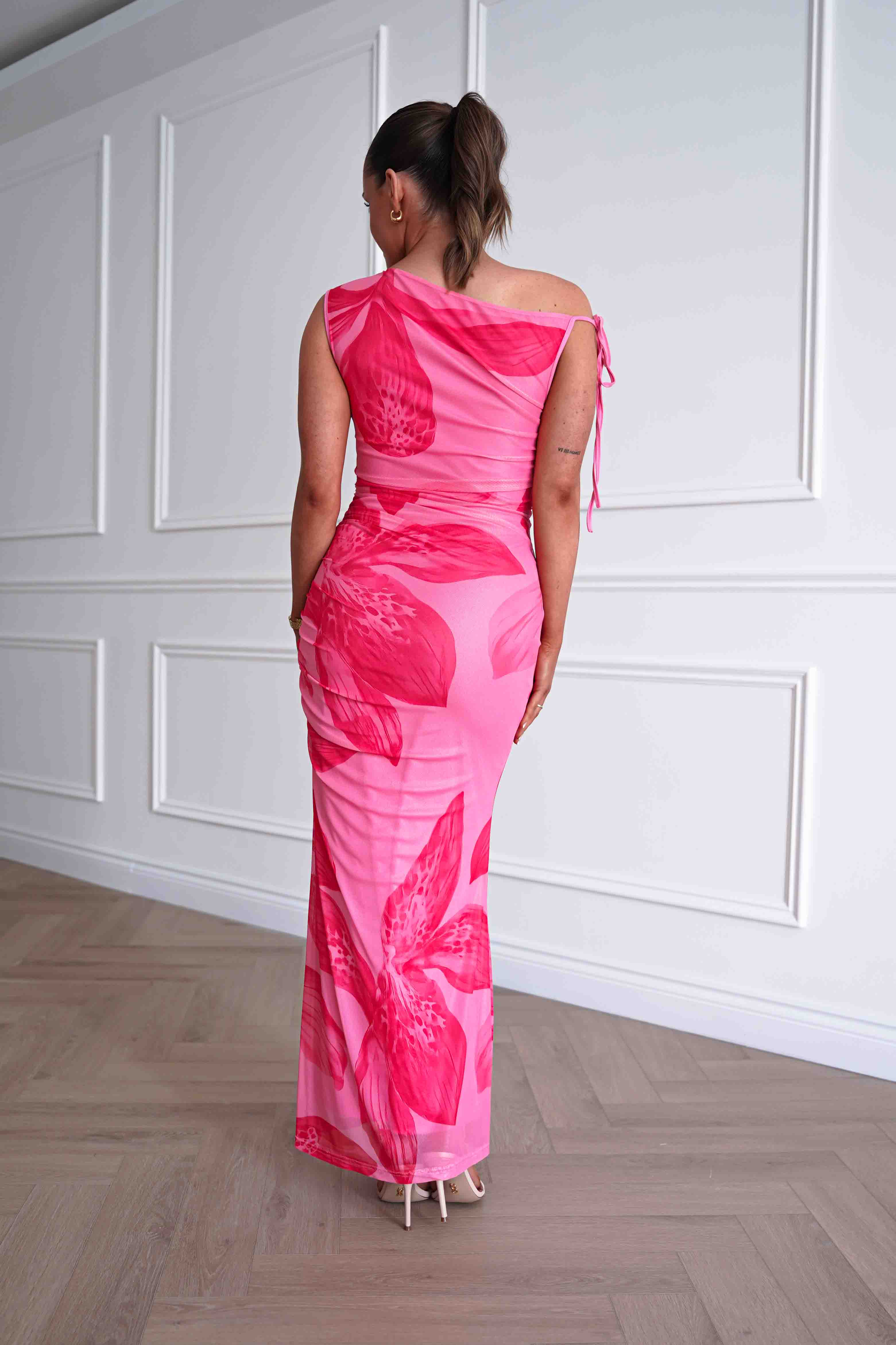 Oh Hello Clothing Women > Clothing > Dresses 1*DONE -SASHA-64981H-pink and red abstract floral print maxi dress