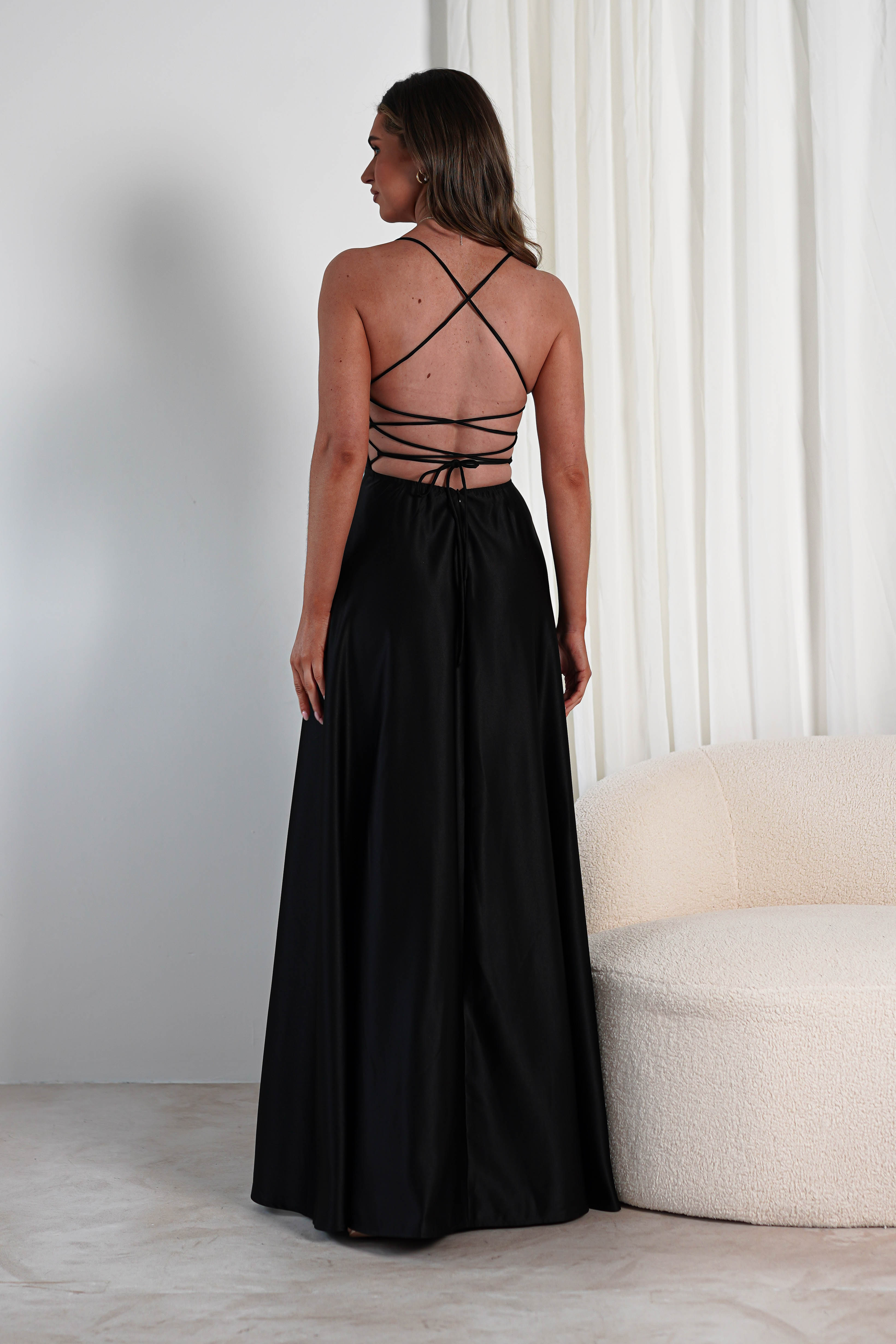 Shantal Satin Gown | Black | Debs & Prom | Formal Gown | Oh Hello Clothing