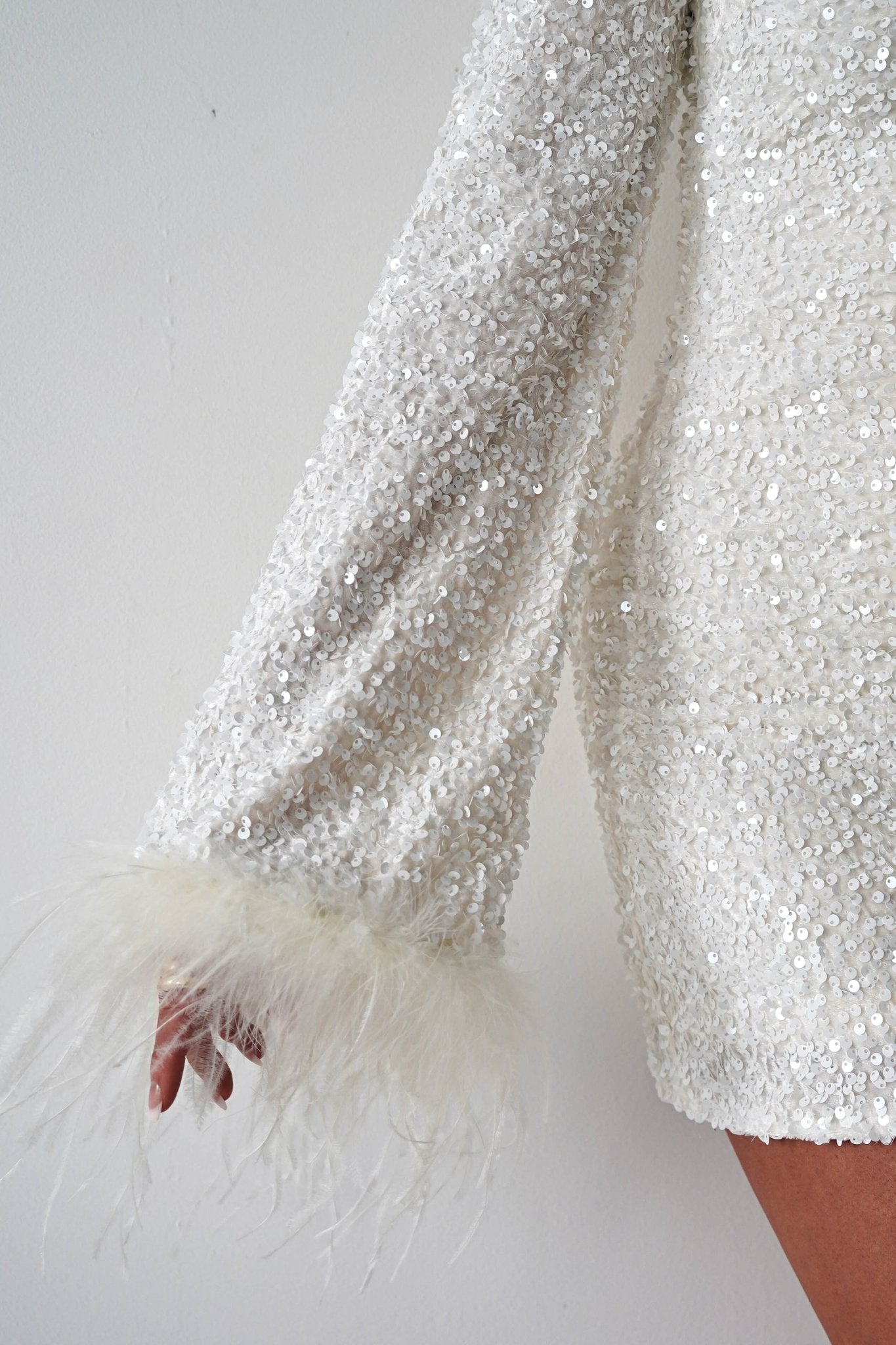 Oh Hello Clothing Eve Long Sleeve Sequin Mini Dress | Ivory