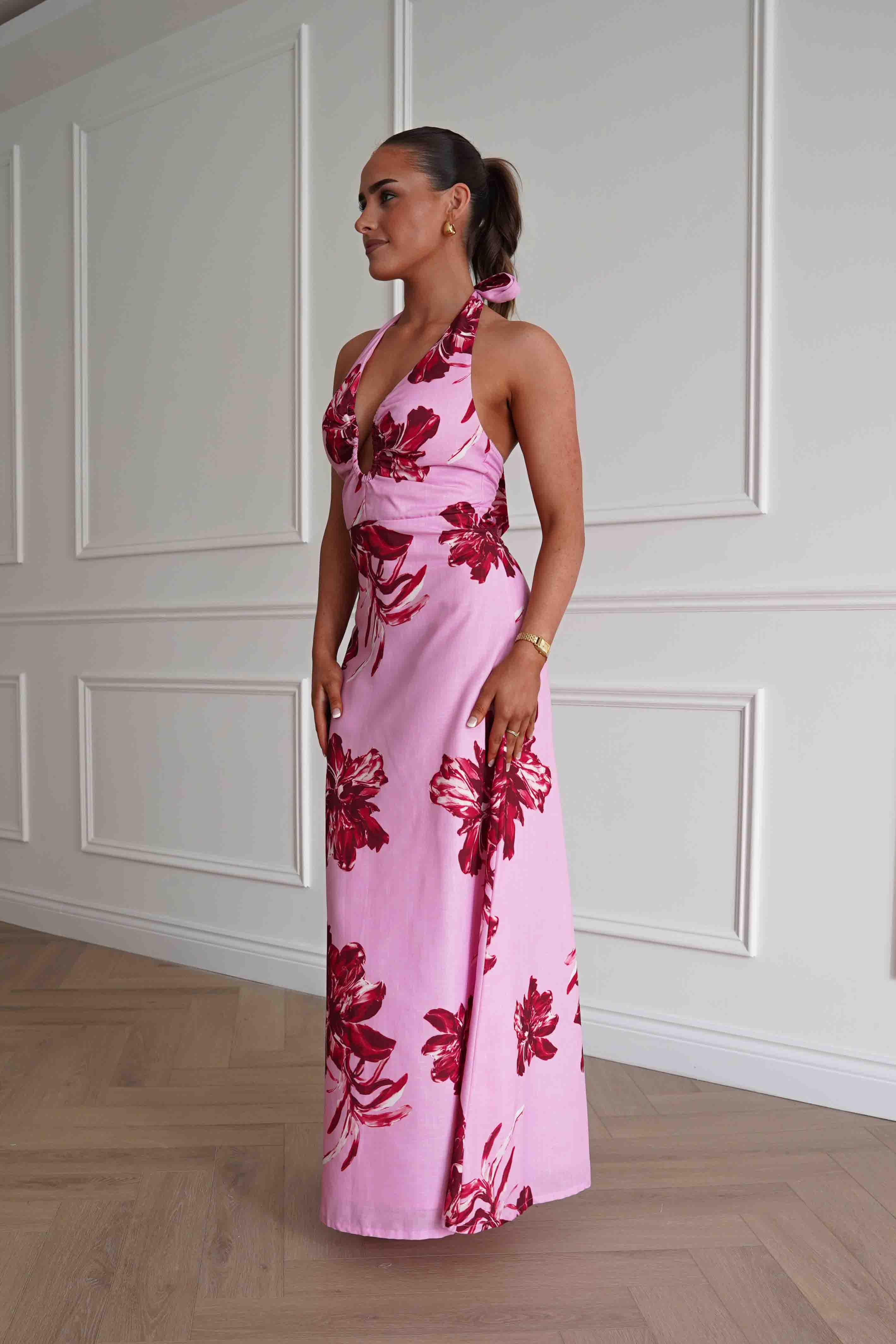 Oh Hello Clothing Women > Clothing > Dresses Hinata Woven Floral Maxi Dress | Pink