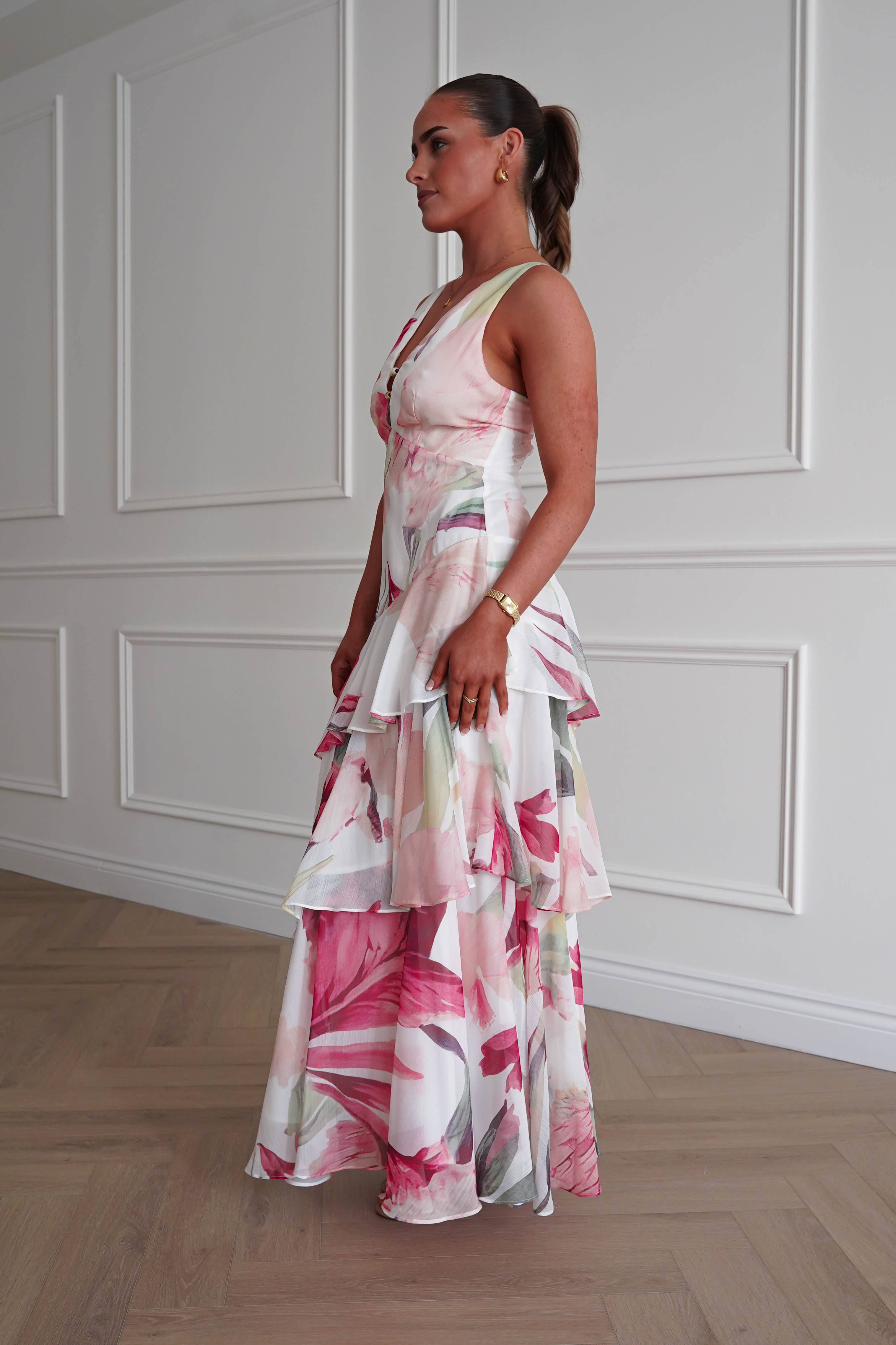 Oh Hello Clothing Women > Clothing > Dresses Marisol Floral Print Tiered Maxi Dress | Mixed Print