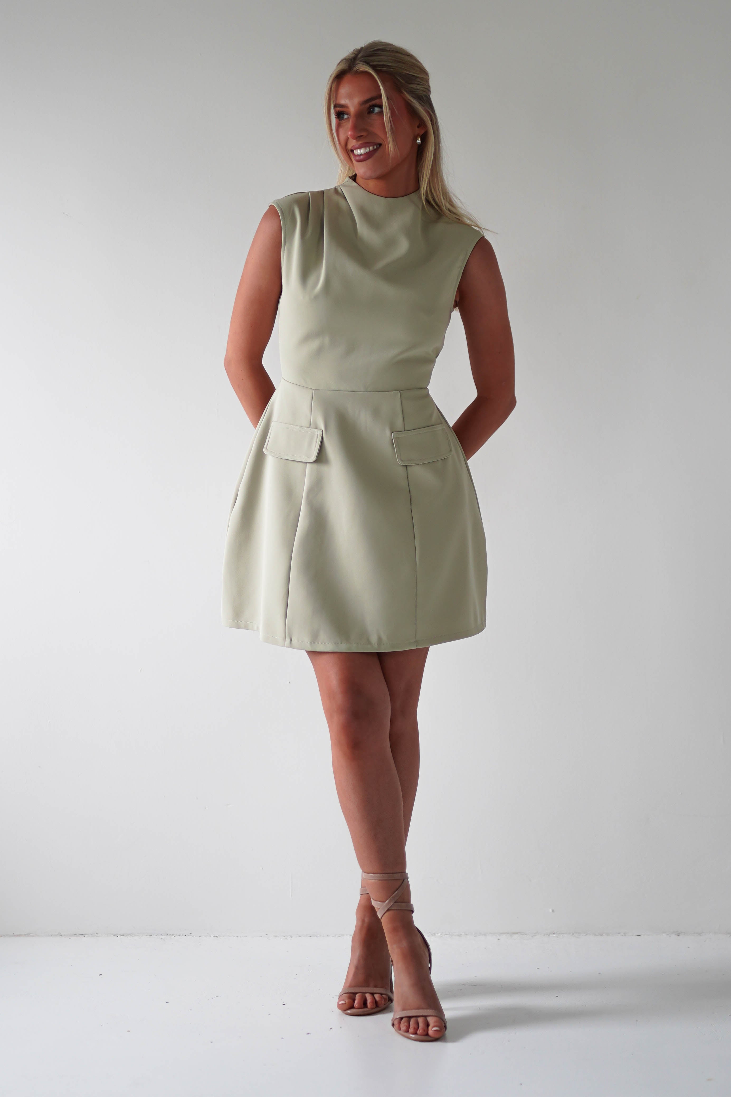Stella Structured Mini Dress | Sage | Oh Hello Clothing