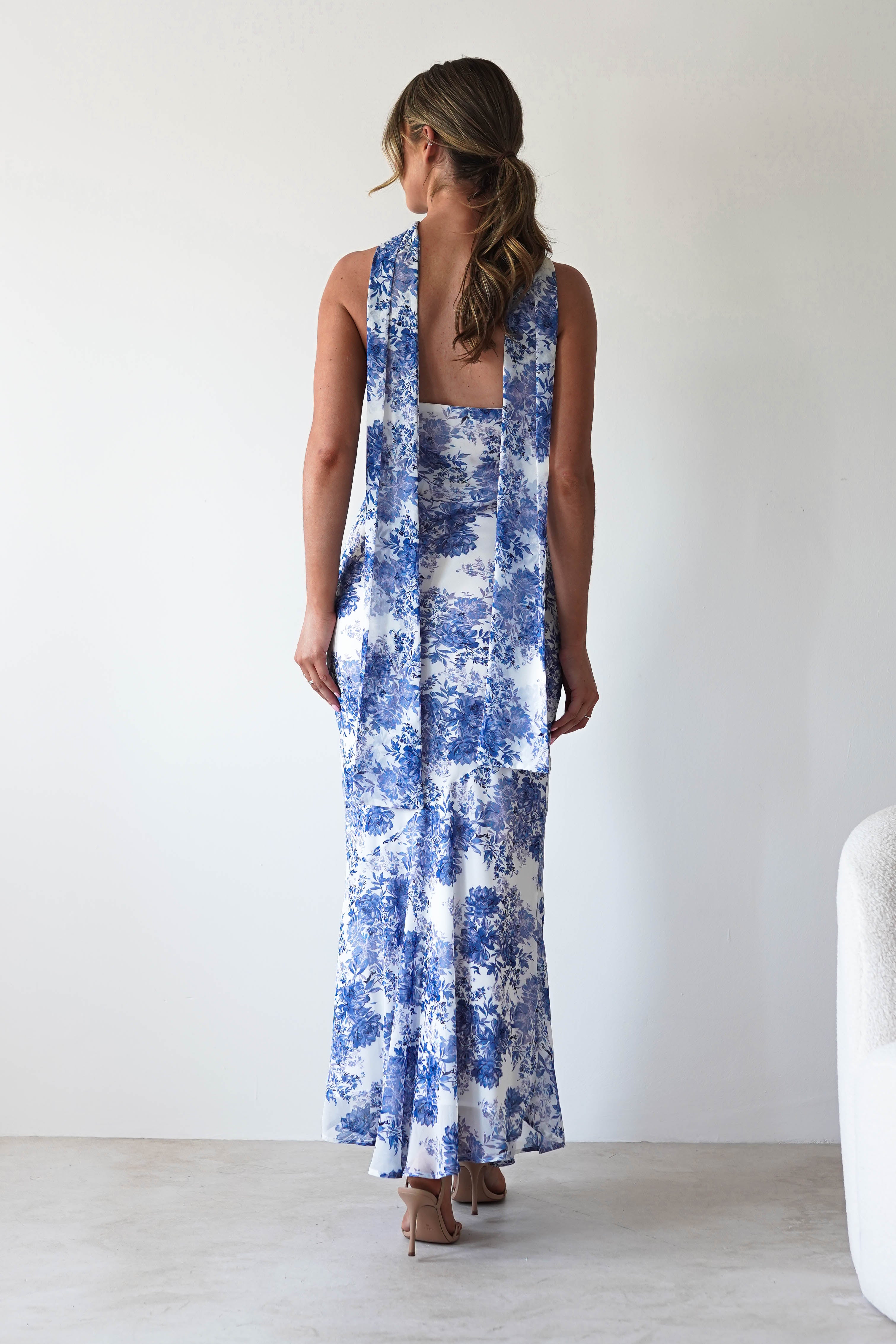 Charlene Floral Chiffon Maxi Dress Blue Print | Wedding Guest Dress | Maxi | Chiffon | Oh Hello Clothing