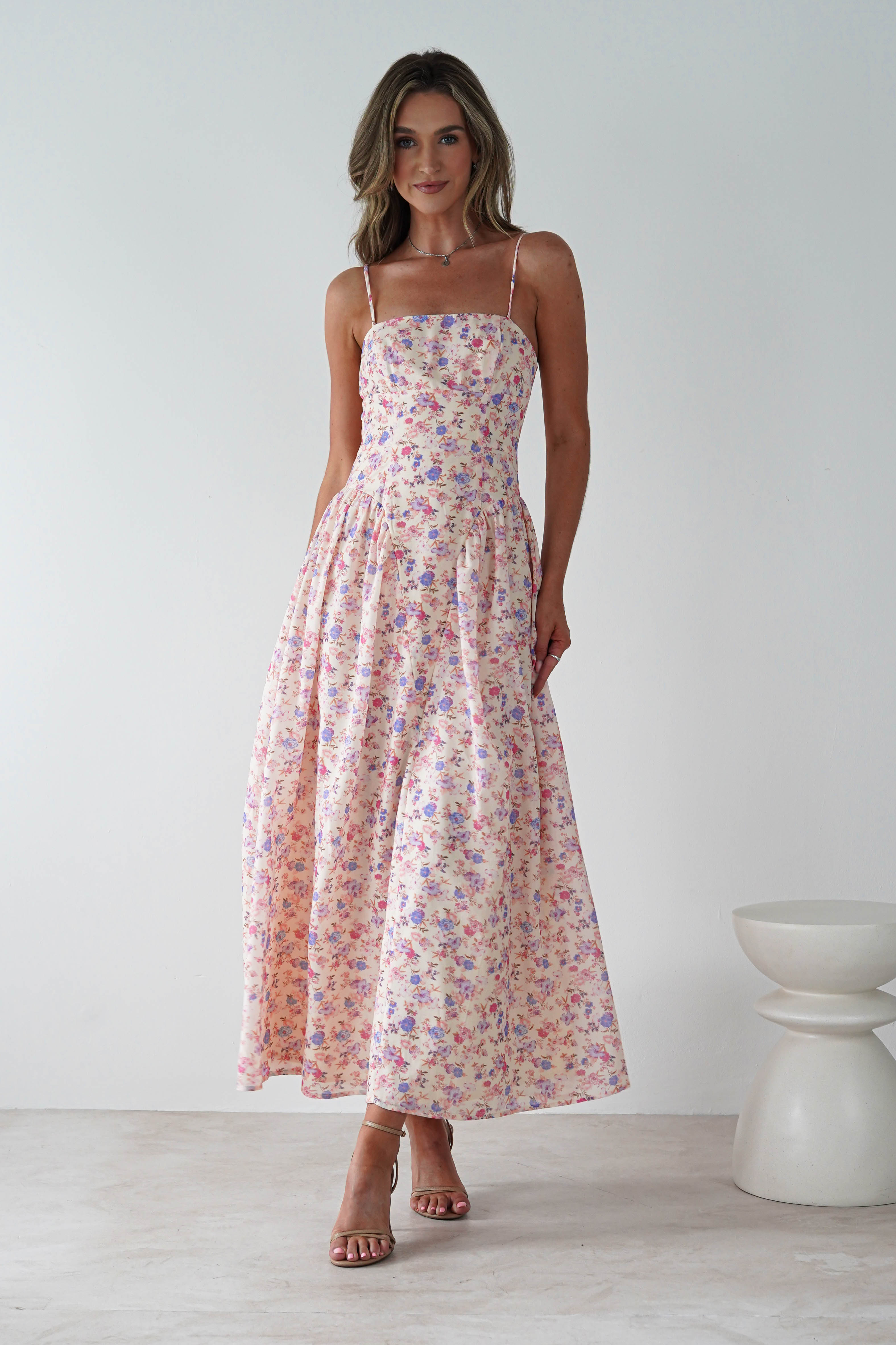 Elodie Floral Print Maxi Dress Cream | Wedding Guest Dress | Maxi | Oh Hello Clothing