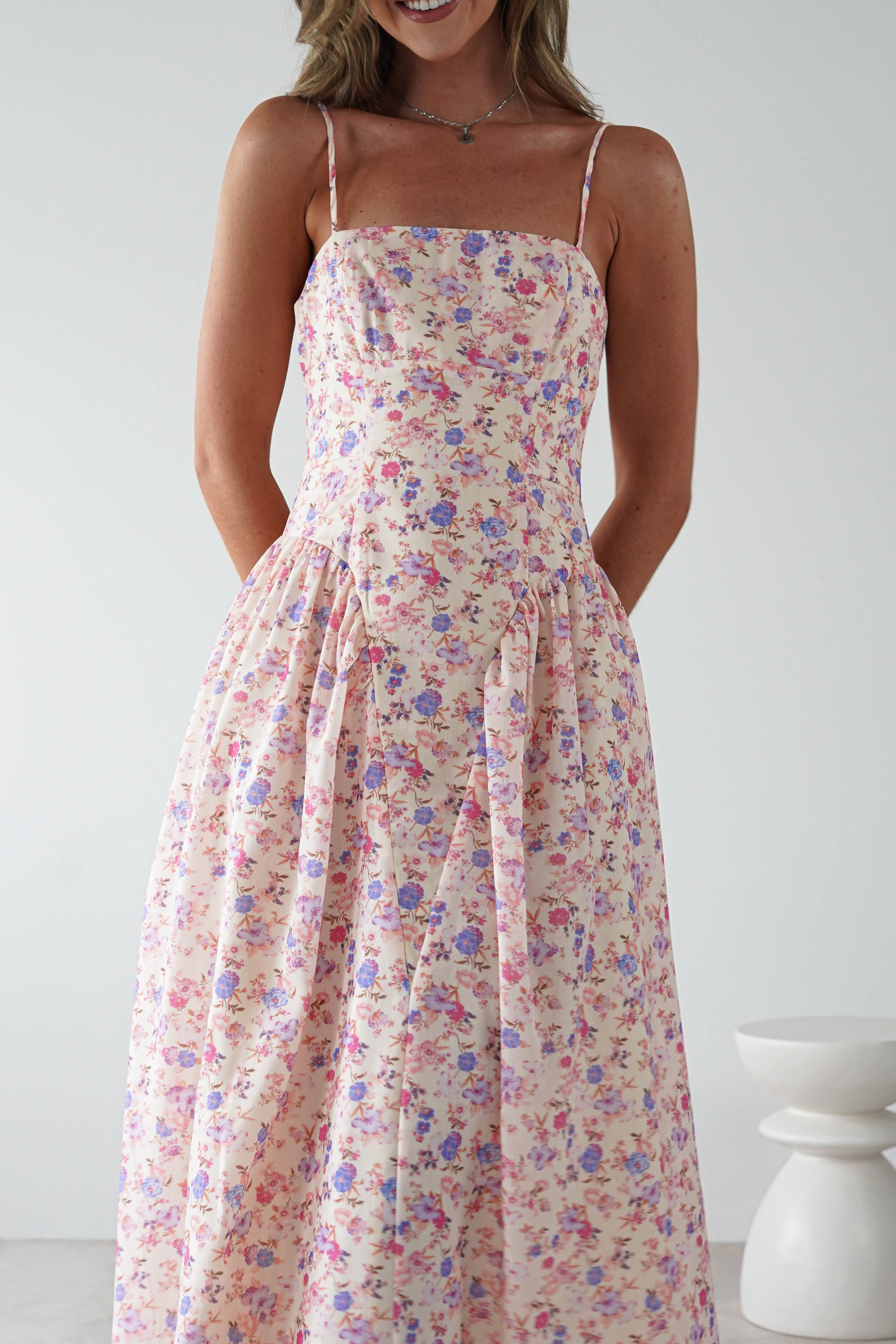 Elodie Floral Print Maxi Dress Cream | Wedding Guest Dress | Maxi | Oh Hello Clothing