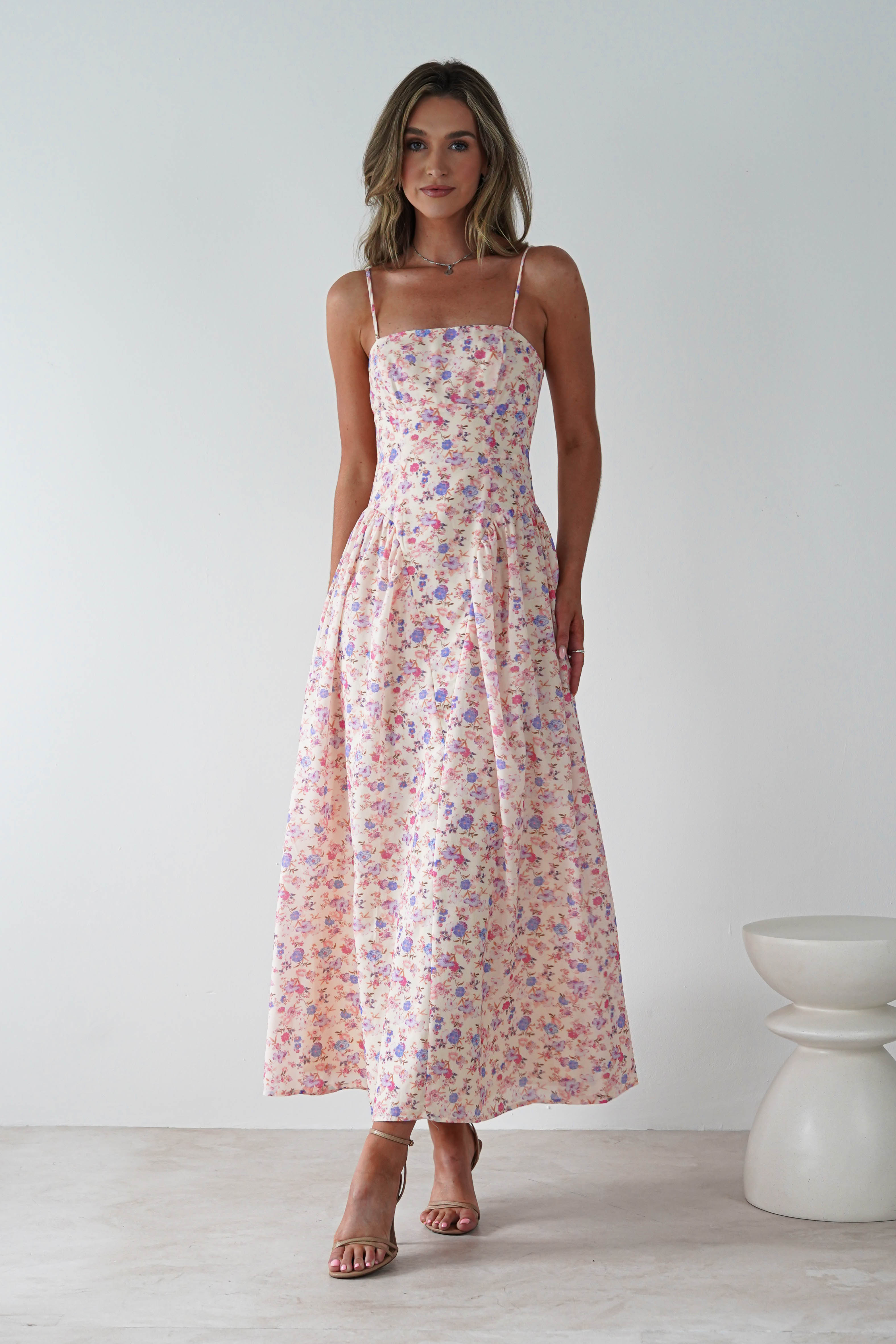 Elodie Floral Print Maxi Dress Cream | Wedding Guest Dress | Maxi | Oh Hello Clothing