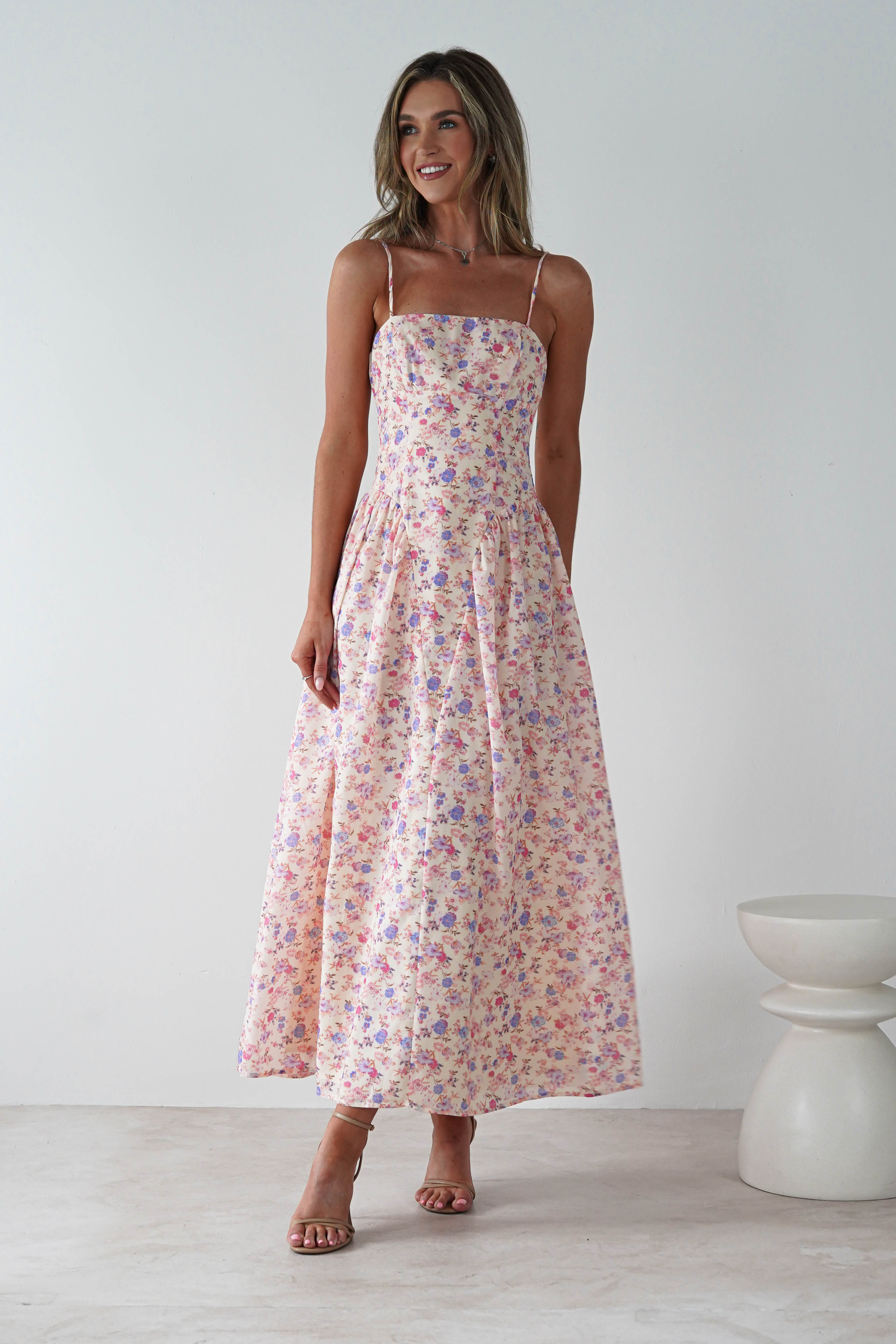 Elodie Floral Print Maxi Dress Cream | Wedding Guest Dress | Maxi | Oh Hello Clothing