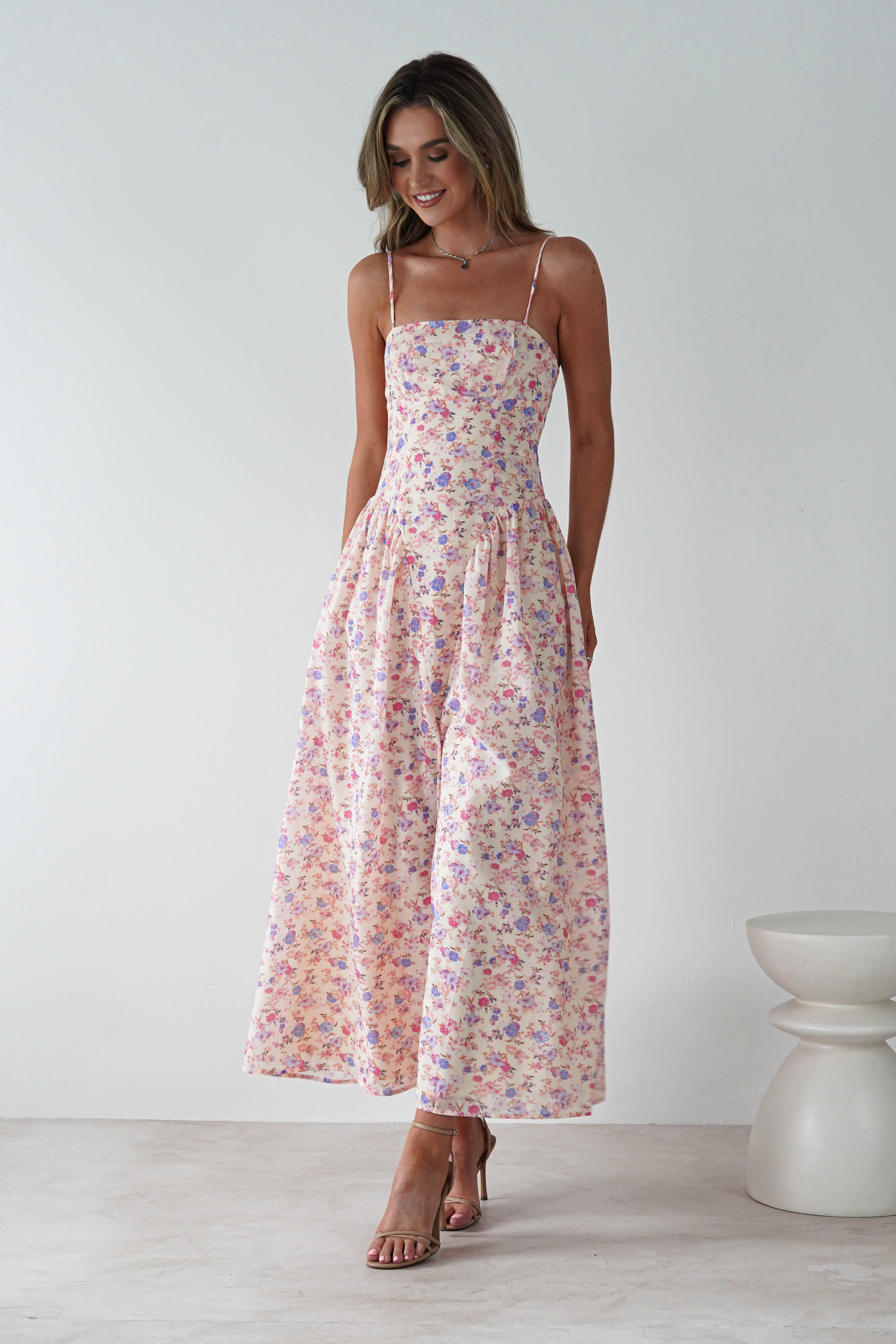 Elodie Floral Print Maxi Dress Cream | Wedding Guest Dress | Maxi | Oh Hello Clothing