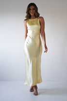 Bayleigh Soft Satin Maxi Dress Yellow | Wedding Guest Dress | Maxi | Satin | Oh Hello Clothing