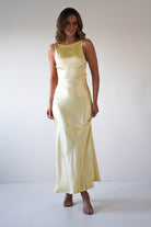 Bayleigh Soft Satin Maxi Dress Yellow | Wedding Guest Dress | Maxi | Satin | Oh Hello Clothing