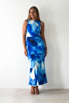 Ellarose Square Neck Maxi Dress Blue Print | Wedding Guest Dress | Square Neck | Maxi | Oh Hello Clothing