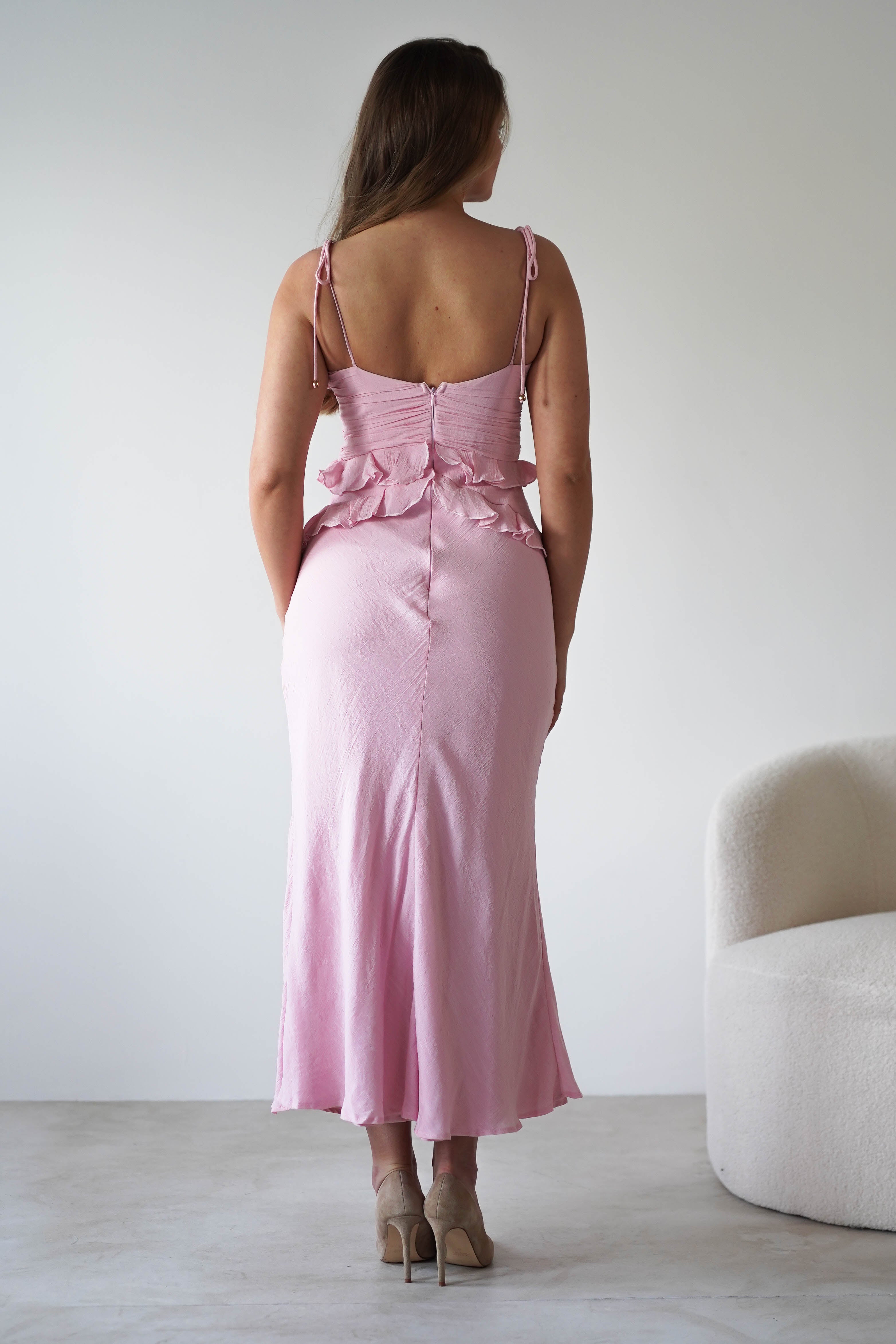 Faith Ruffle Cotton Maxi Dress Pink | Wedding Guest Dress | Maxi | Oh Hello Clothing