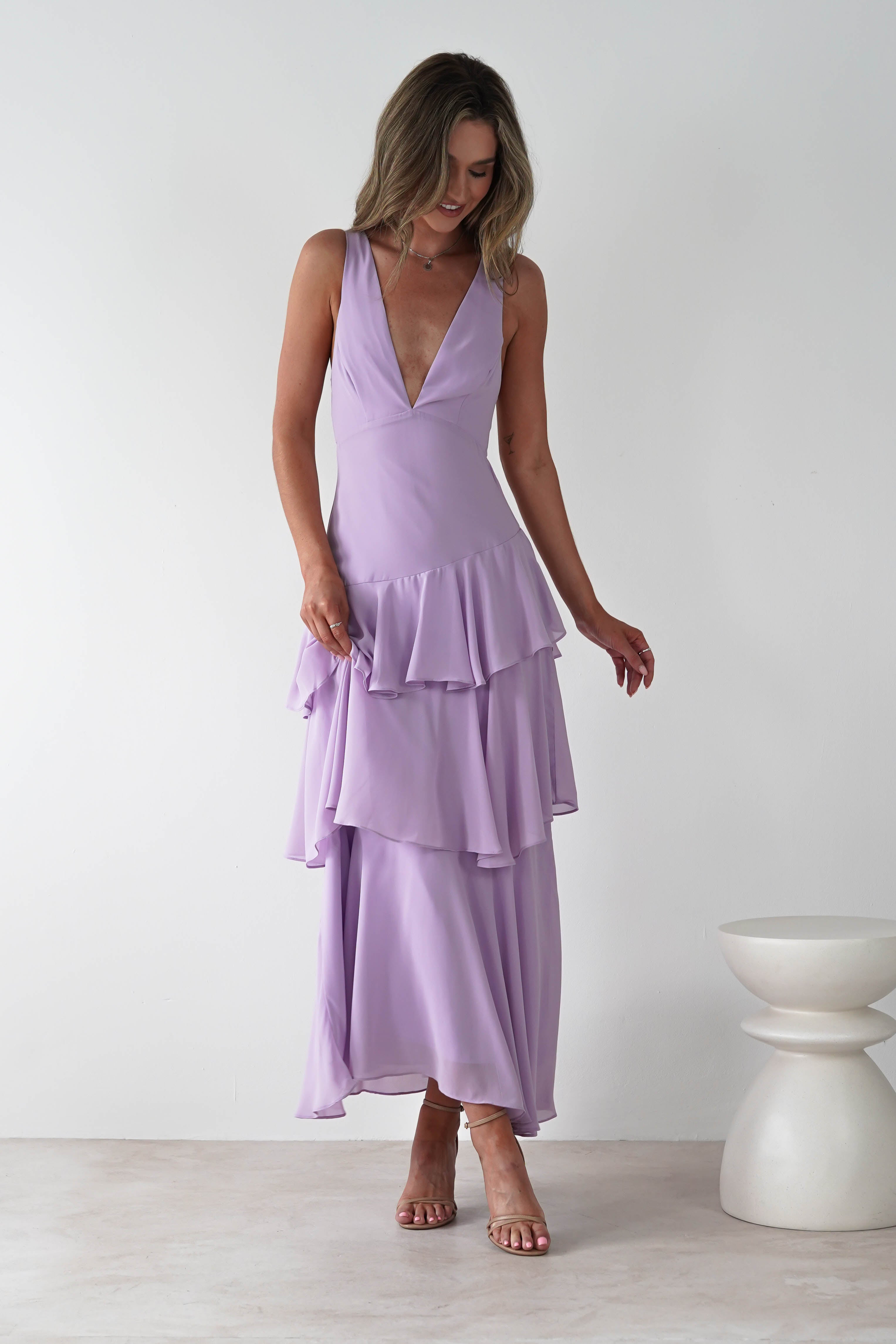 Andalusia Ruffle Maxi Dress Lilac | Wedding Guest Dress | Maxi | Oh Hello Clothing