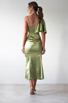 Esme Satin Midaxi Dress Lime Green | Wedding Guest Dress | Satin | Oh Hello Clothing