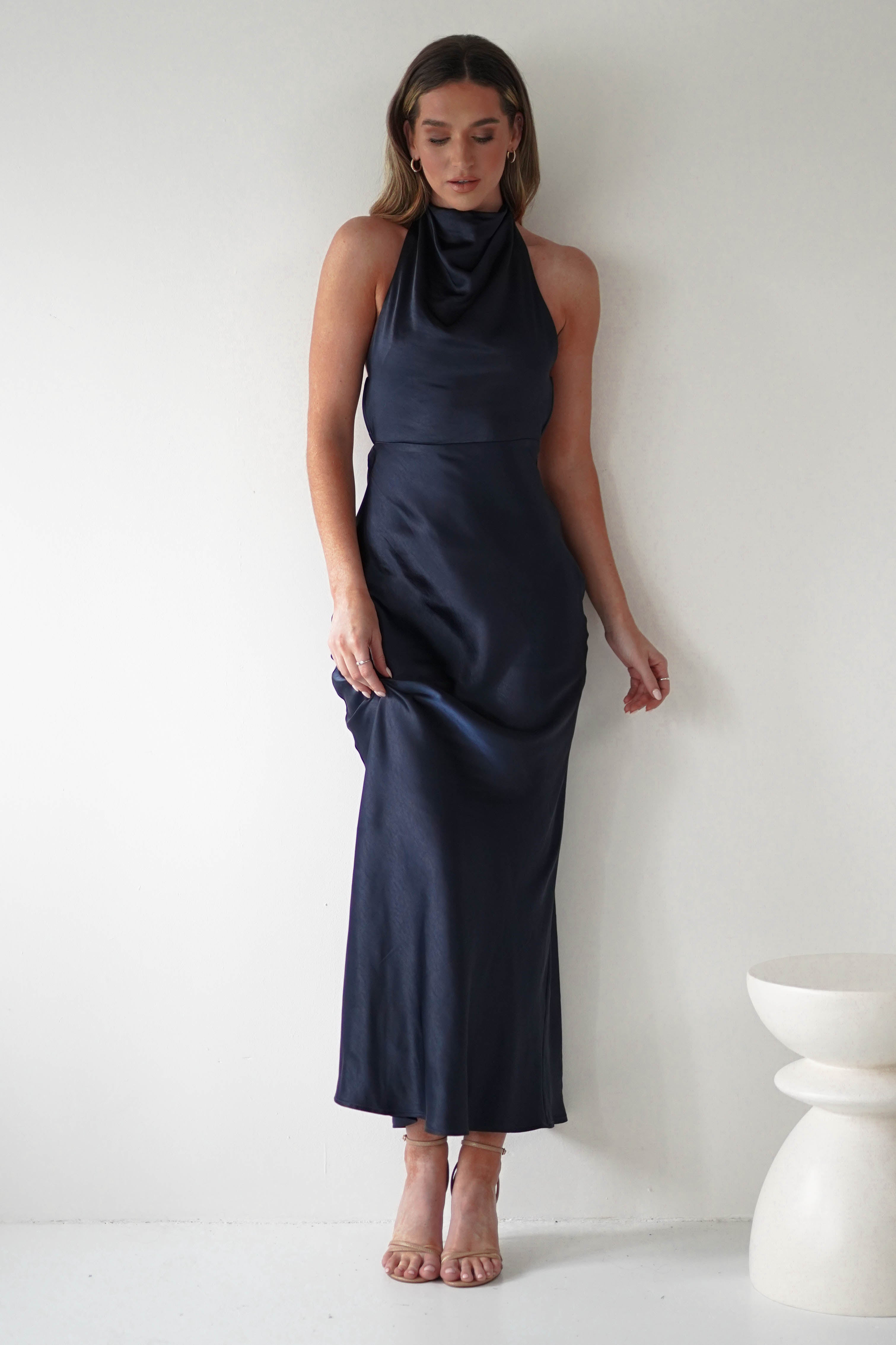 Capriana Pearl Back Maxi Dress Navy | Wedding Guest Dress | Maxi | Oh Hello Clothing