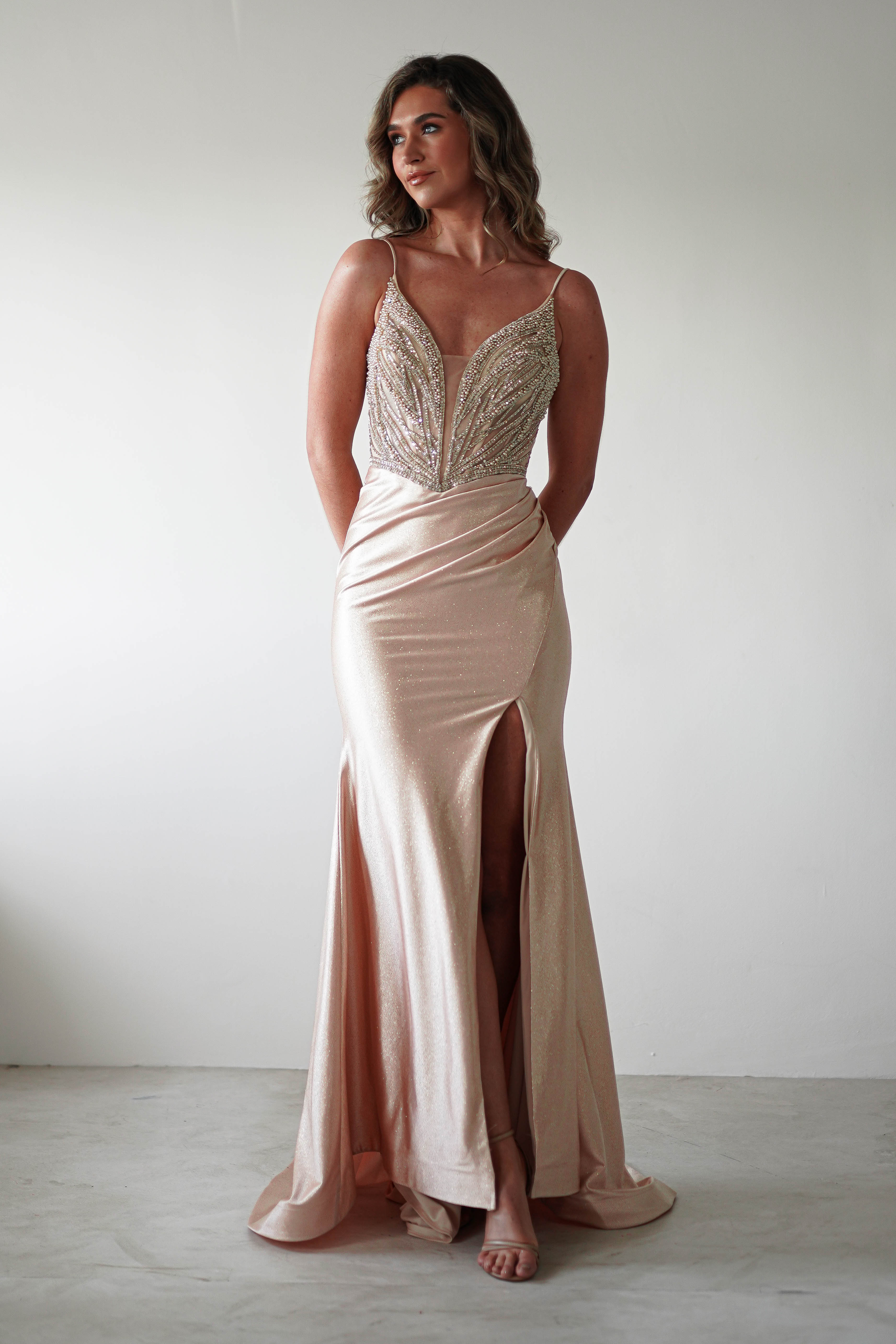 Tiah Glitter Embellished Gown | Gold | Debs & Prom | Formal Gown | Oh Hello Clothing