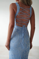 Halo Square Neck Sequin Maxi Gown | Blue | Debs & Prom | Formal Gown | Oh Hello Clothing