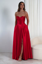 Kristi Strapless A Line Gown | Red | Debs & Prom | Formal Gown | Oh Hello Clothing