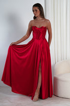 Kristi Strapless A Line Gown | Red | Debs & Prom | Formal Gown | Oh Hello Clothing