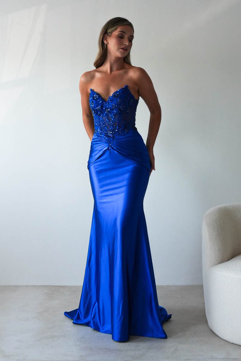 Raquel Bodycon Embellished Gown | Royal Blue | Debs & Prom | Formal Gown | Oh Hello Clothing