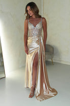 Leonardo Diamante Bodycon Gown | Gold | Debs & Prom | Formal Gown | Oh Hello Clothing