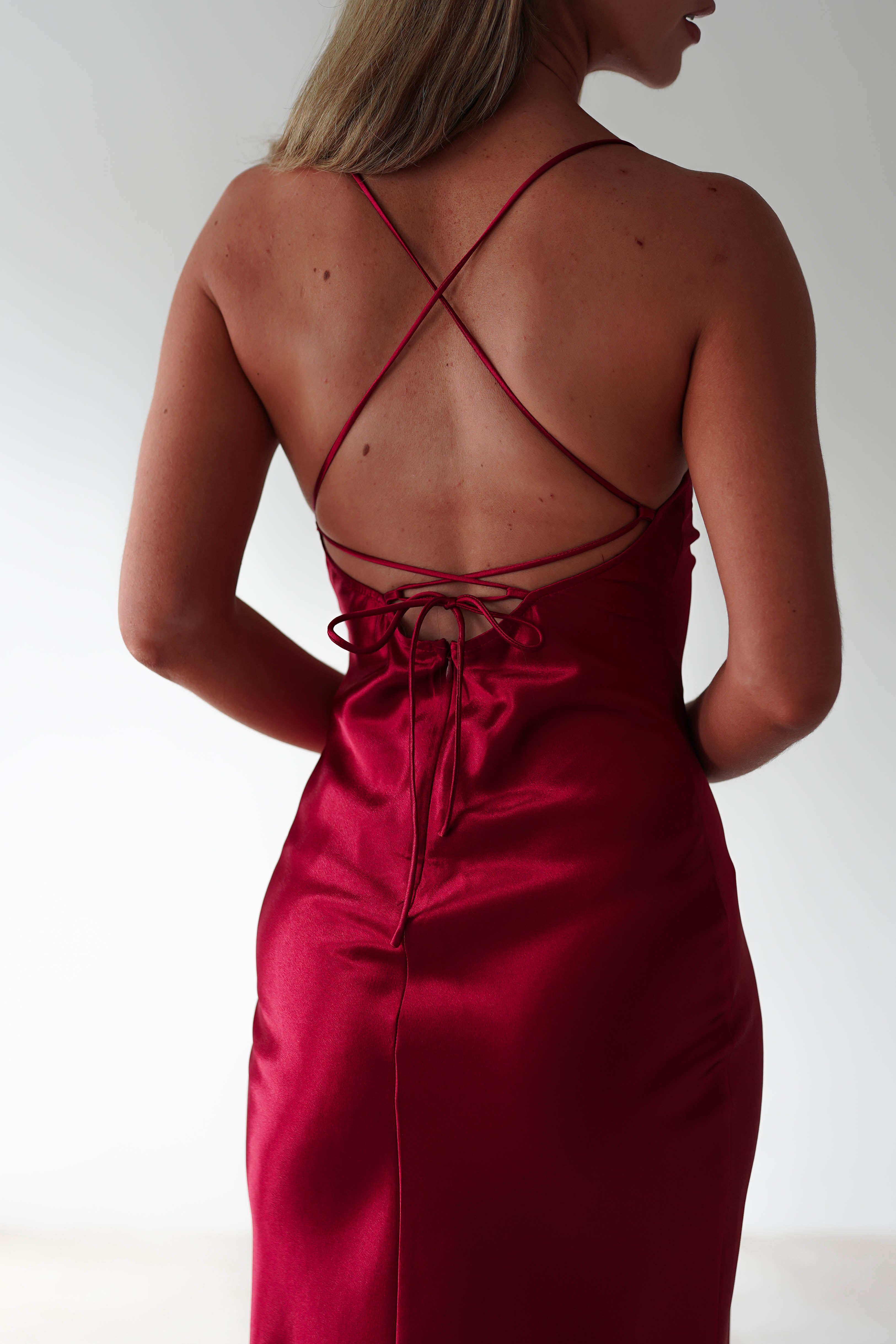 Celinee Satin Maxi Gown | Red | Debs & Prom | Formal Gown | Oh Hello Clothing