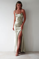 Celinee Satin Maxi Gown | Sage | Debs & Prom | Formal Gown | Oh Hello Clothing