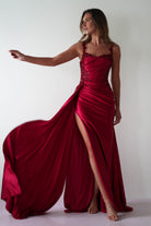 Cindy Pleated Bodice Gown | Burgundy | Debs & Prom | Formal Gown | Oh Hello Clothing