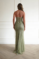 Oh Hello Clothing Women > Clothing > Dresses 1*DONE -CINDERALLA-CC398-Beaded Corset Maxi Dress in Sage Green