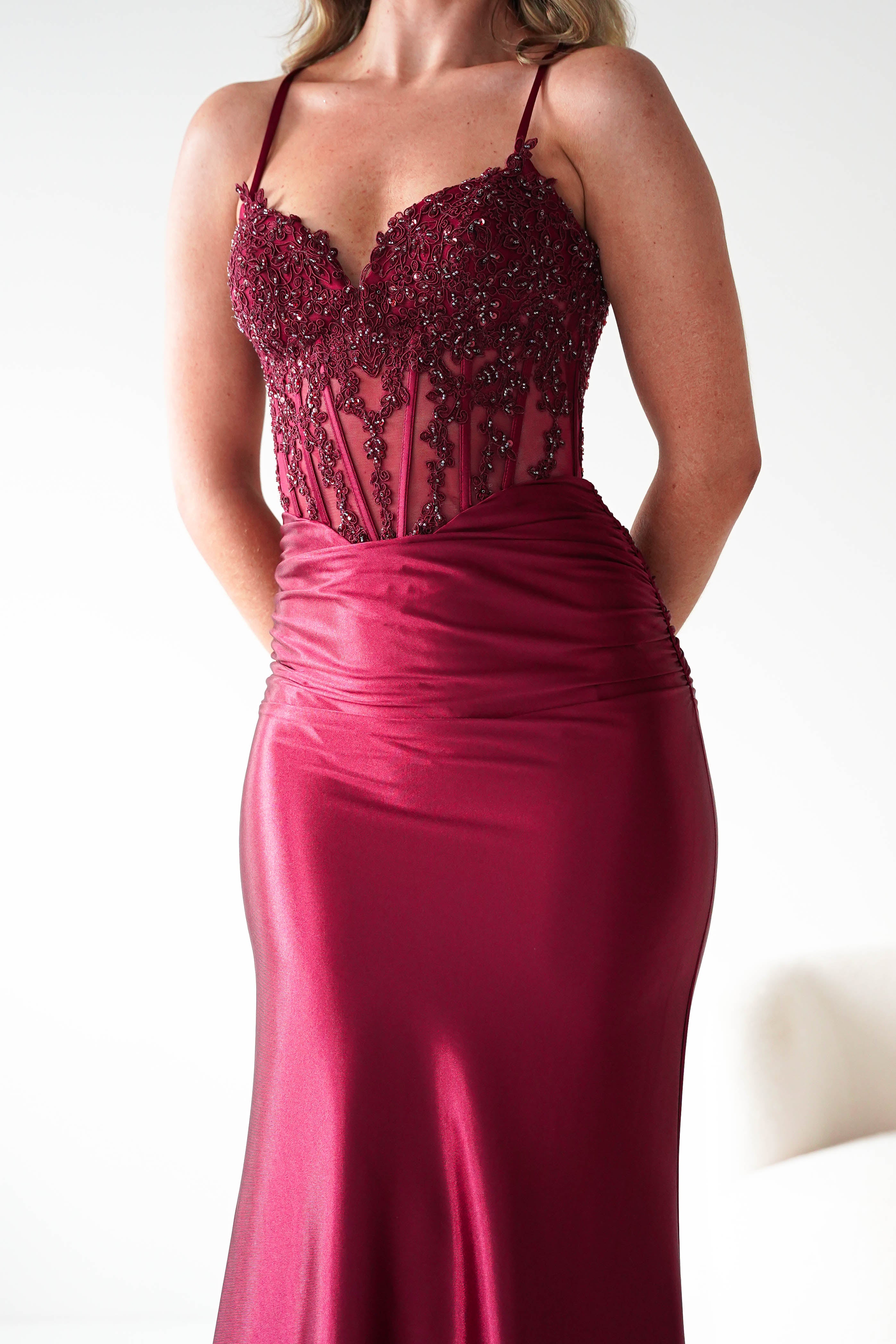 Oh Hello Clothing Dresses 1*DONE - Cinderalla- Embellished Corset Evening Gown x4 colours- Burgundy