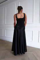 Oh Hello Clothing Dresses > Prom Dresses 1* DONE - Elena Square Neck Soft Satin Maxi Dress | Black