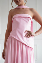 Oh Hello Clothing Women > Clothing > Dresses 1*Done- Elva Strapless Asymmetric Waist Maxi Dress |Pink