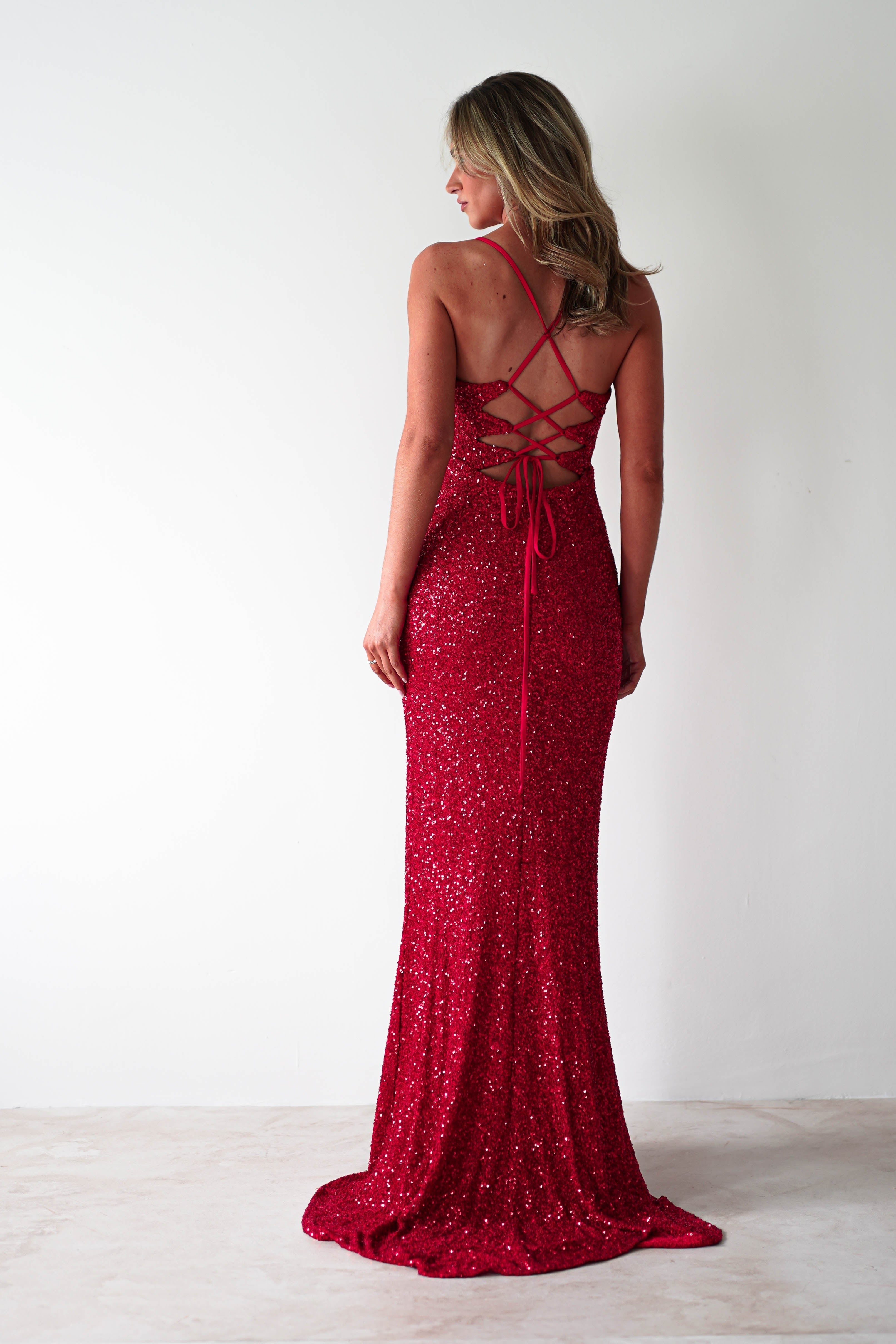 Clarisse Bodycon Sequin Gown | Red | Debs & Prom | Formal Gown | Oh Hello Clothing