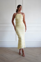Oh Hello Clothing Women > Clothing > Dresses 1*DONE- FP- 578201- Yellow Ruffle Bodycon Maxi Dress