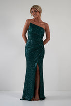 Mabel Strapless Sequin Gown | Emerald Green | Debs & Prom | Formal Gown | Oh Hello Clothing