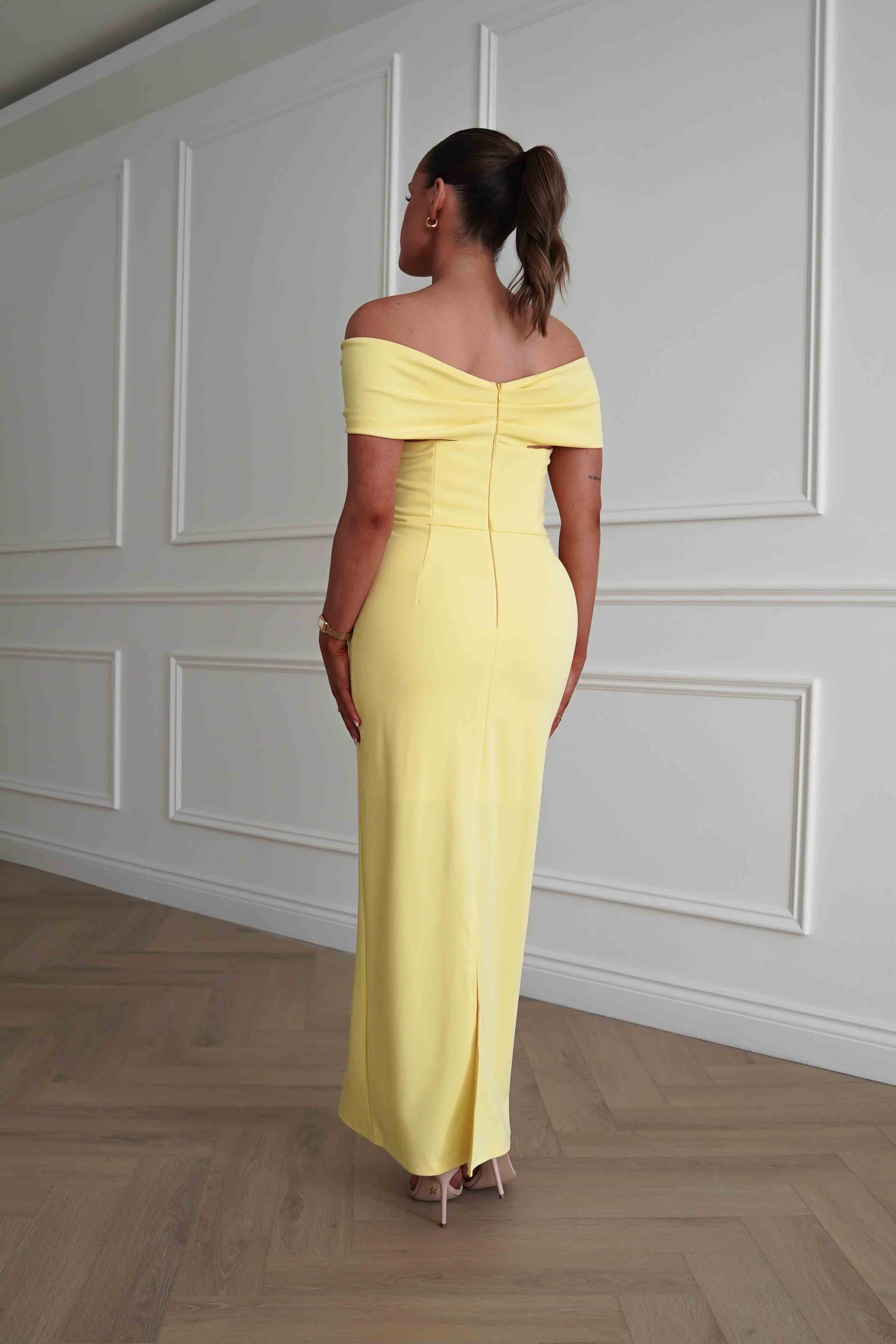 Oh Hello Clothing Dresses > Prom Dresses 1*DONE-INIKAH-BR0499J01-BUTTER Off-Shoulder Midi Dress