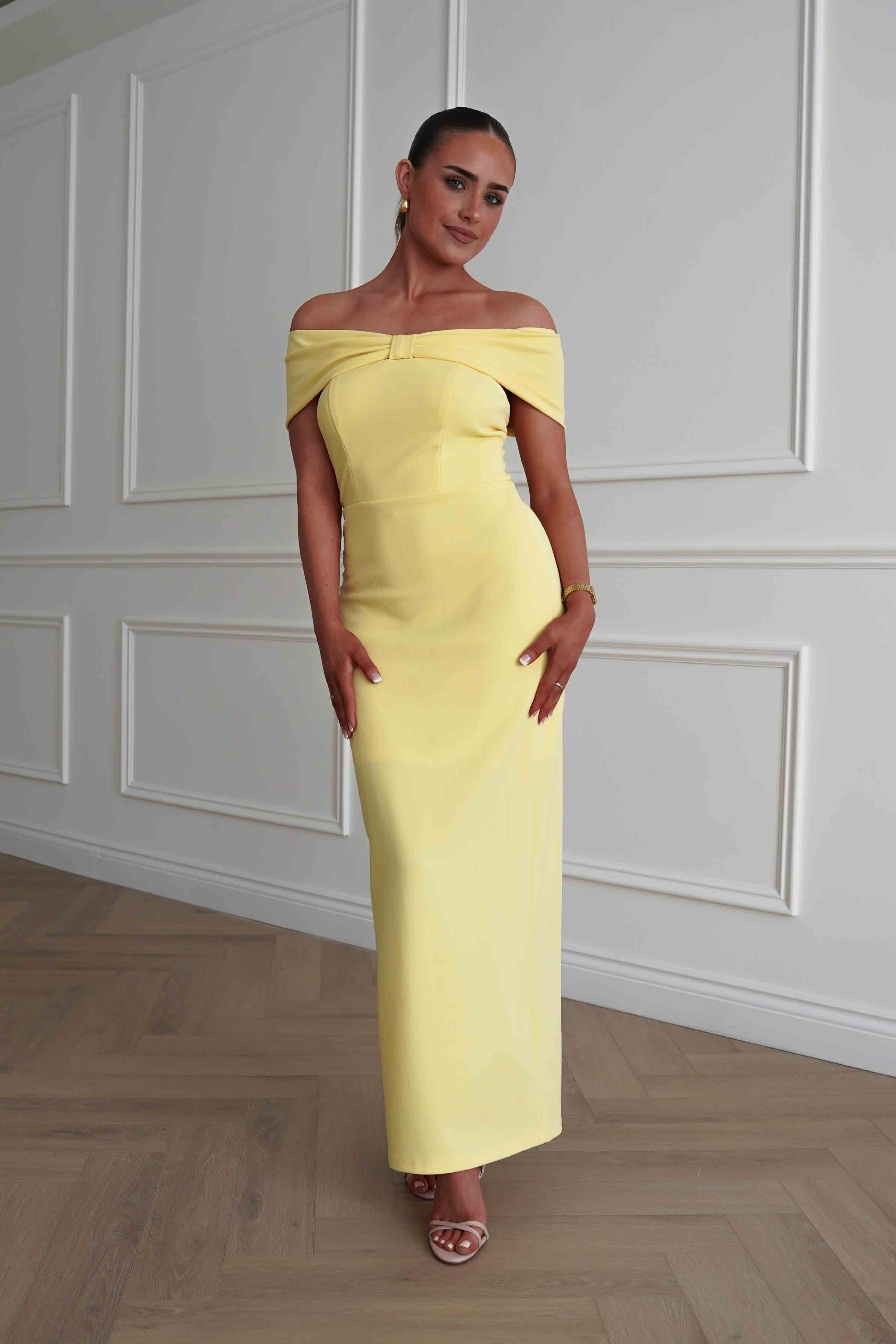 Oh Hello Clothing Dresses > Prom Dresses 1*DONE-INIKAH-BR0499J01-BUTTER Off-Shoulder Midi Dress