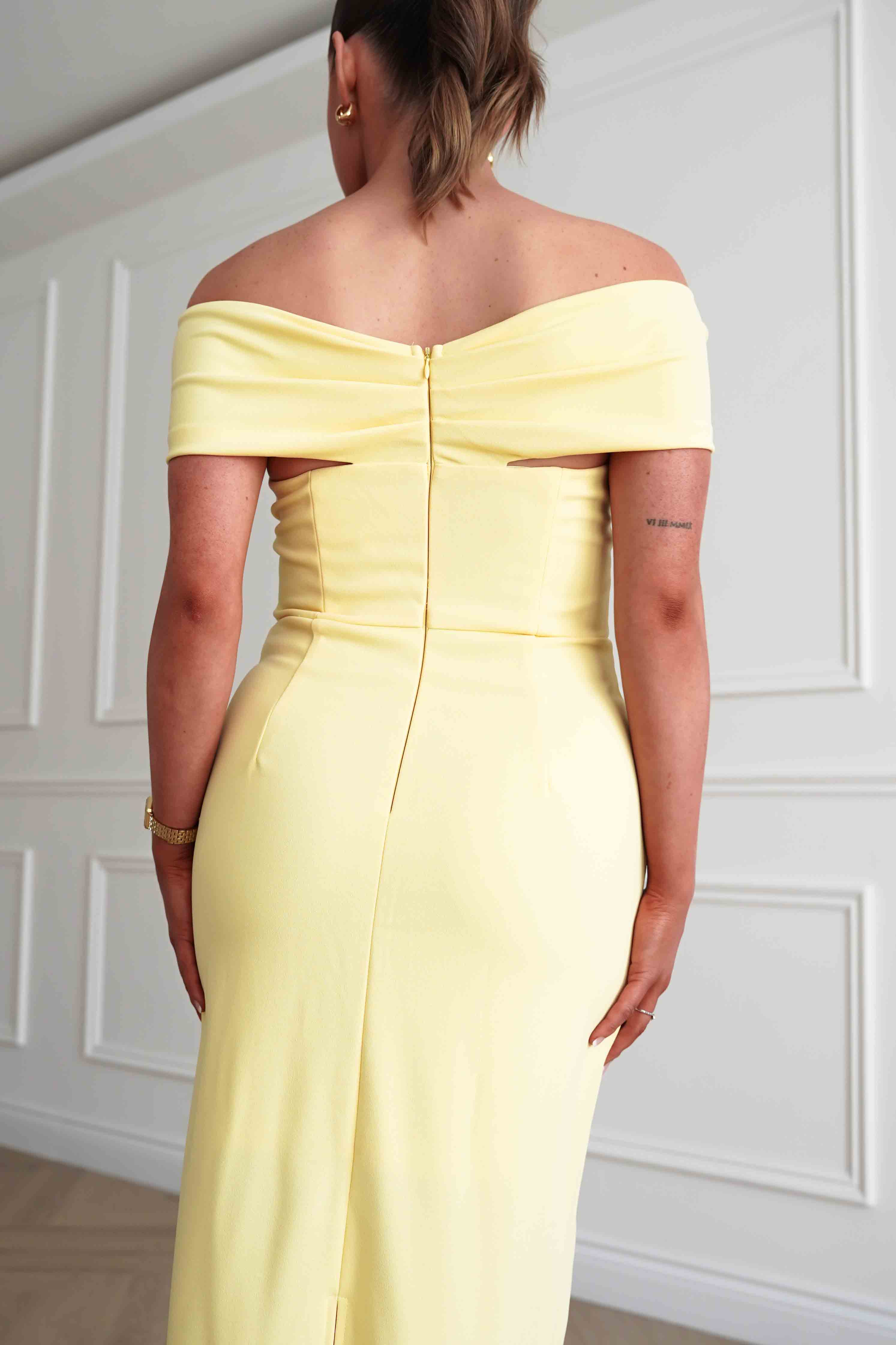Oh Hello Clothing Dresses > Prom Dresses 1*DONE-INIKAH-BR0499J01-BUTTER Off-Shoulder Midi Dress