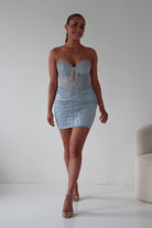 Oh Hello Clothing Women > Clothing > Dresses 1*DONE-J879-Embellished Strapless Mini Dress