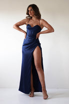 Julianne Corset Satin Gown | Navy | Debs & Prom | Formal Gown | Oh Hello Clothing