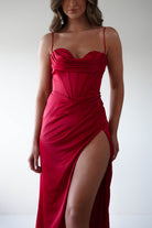 Julianne Corset Satin Gown | Red | Debs & Prom | Formal Gown | Oh Hello Clothing