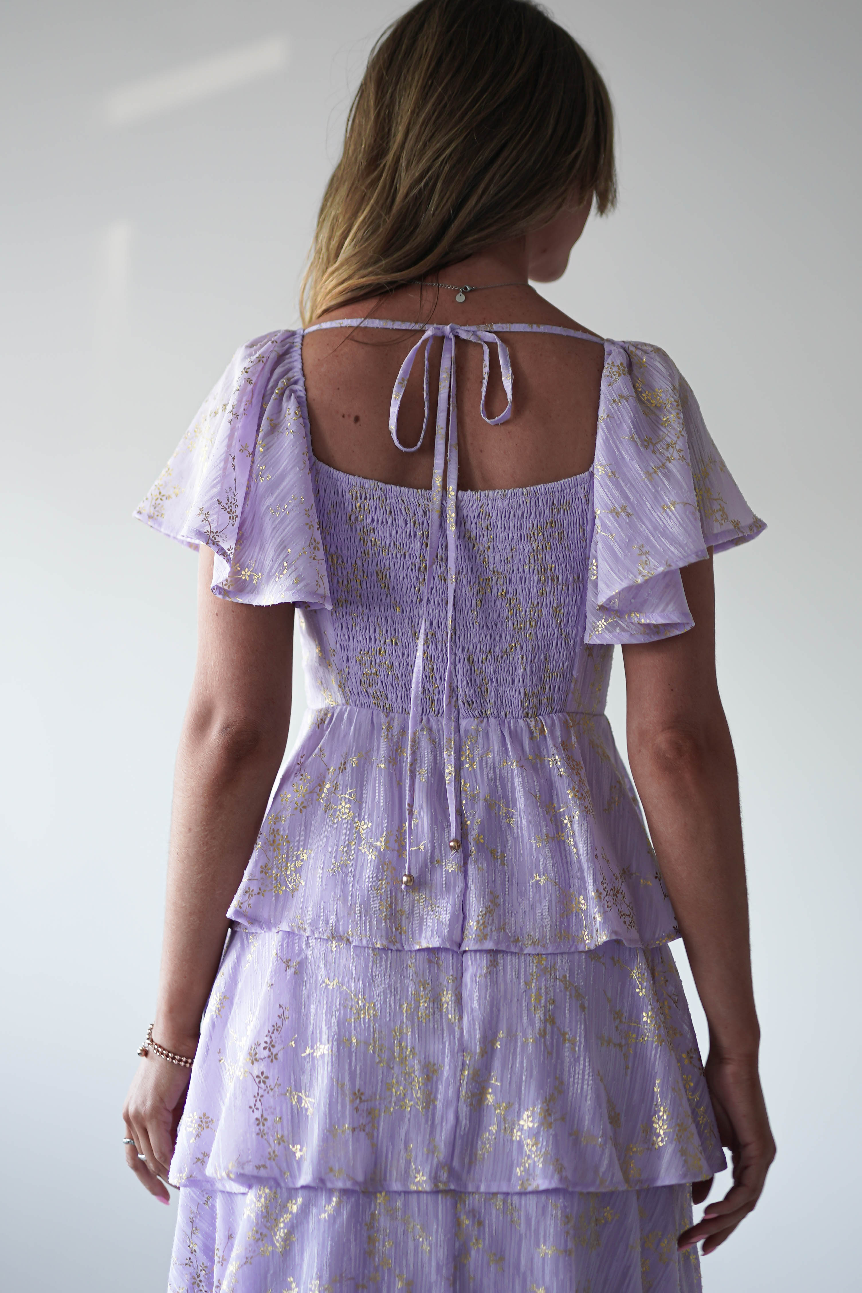 Mirielle Gold Detail Ruffle Maxi Dress Lilac | Wedding Guest Dress | Maxi | Oh Hello Clothing