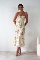 Annabelle Floral Print Midaxi Dress Yellow | Wedding Guest Dress | Oh Hello Clothing