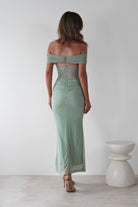 Shari Off The Shoulder Mesh Maxi Sage | Wedding Guest Dress | Off Shoulder | Maxi | Oh Hello Clothing