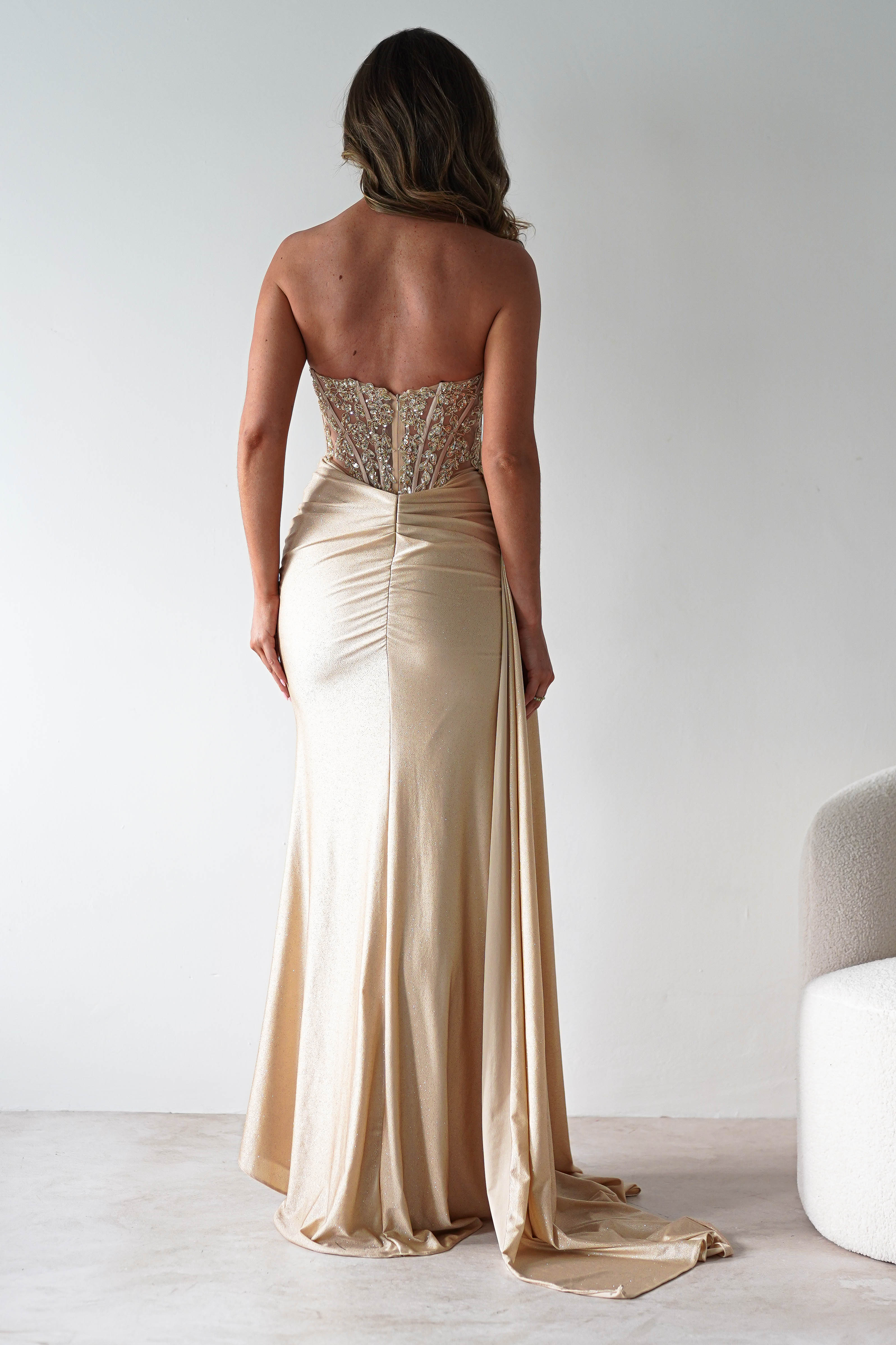 Lavelle Glitter Bodycon Gown | Gold | Debs & Prom | Formal Gown | Oh Hello Clothing